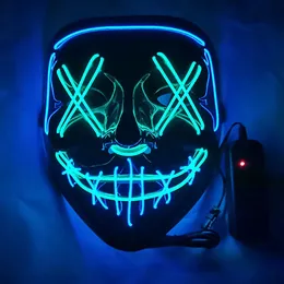 Halloween horror mask LED luminous mask purifying election mascara costume party light dim terror