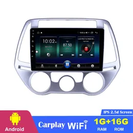 CAR DVD Stereo 9 tum 1080p Autoradio Player Quad Core Android Head Unit GPS Navigation Audio Radio för Hyundai I20 Manual A/C