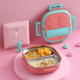 Geschirr-Sets 304 Edelstahl tragbare Lunchbox-Dinner-Teller-Kinderbaby mit Roboter-förmigem Bento-Küchenbedarf