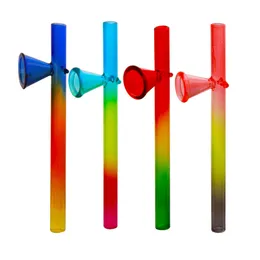 Senaste Mini Rainbow Colorful Spoon Pipes Pyrex Tjock Glass Dry Herb Tobacco Portable Hand Tube Röker Stativ Style Filter Handmiterad cigaretthållare DHL