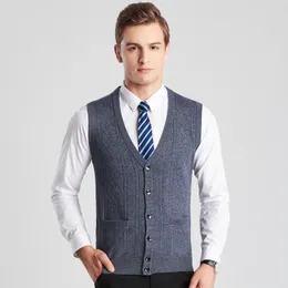 Men's Vests Men Cashmere Knitted Sweater Vest 2022 Autumn And Winter Casual Man V-neck Wool Cardigan