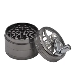Smoke Accessory tobacco Zinc Alloy Metal Herb Grinder 63mm 4 Layers Hand Crank Grinders Smoking Spice Crusher for Smoking