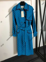 Casacos de trincheira de marca feminina de outono moda para designer de luxo feminino blusão jaqueta com estampa de letra corpo solto casaco de cinto feminino casual longo casaco de trincheiras