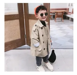 Tench Mäntel Jungen Mädchen Herbst Trenchcoat 2022 Baby Kinder Koreanische Mid-lange Windjacke Mantel Frühling Kinder der drehen-kragen