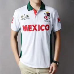 Polos masculinos TS Camisa de pólo de manga curta MEXICO MEXICO 2022 VERÃO CASUAL DE RESPONSAÇÕES CASAIS DE RESPONSEIROS ROPOS ALTONO BERDADOS DE CAMADA