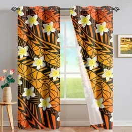 Curtain DARMIAN Orange Tribe Fabric With Plumeria Print Home Window Modern Decor Living Room Blackout Heat Insulated Curatins