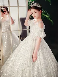 2023 Dark White Princess Flower Dress With Jewel Neckline