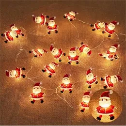 Juldekorationer 2m 20LED Santa Claus Snowflake LED Light String Jul Decoration For Home Xmas Tree Ornament 2022 Navidad Kids Gift Nytt ￥r