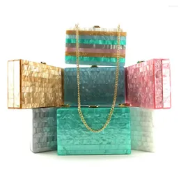 Evening Bags LuxEcho Fashion Women's Stripe Splicing Dinner Bag Acrylic Small Square Box