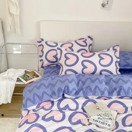 寝具セット女の子の部屋の装飾ベッドスプレッド羽毛布団カバーフラットシート枕カバーリアクティブ印刷ベッドクロス
