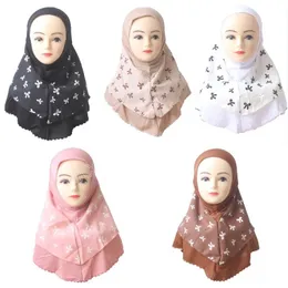 Ramadã Crianças muçulmanas Oração do lenço -cabeça Kids Impressa macia One Piece Hijab Eid Islâmico Arab Girls Turbano Shawls Headwear