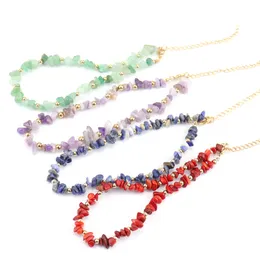 Crushed Colorful Broken Chip Beads Choker Boho Crystal Natural Stone Strand Necklace Healing Reiki Wholesale