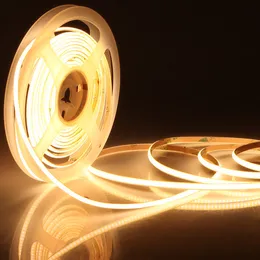 High Density Ra90 COB FOB LED Flexible Strip Light Rope Tape Smooth Linear String IP44 Waterproof 12V 24V Super Bright Big Chips