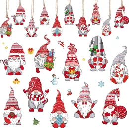 Christmas tree pendant decoration Wooden Santa Claus Snowflake Snowman Penguin candy Dwarf decorations pendant