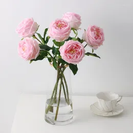 Decorative Flowers Feeling Moisturizing Rose Flower Ins Wind Bouquet Po Props Curling Tea Holding Simulation Home Decoration