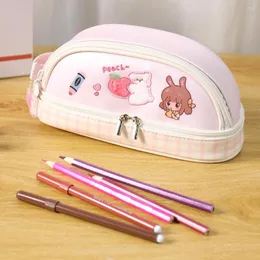 Bolsas de cosméticos Organizador de lápis fofo Organizador de grande capacidade bolsa de maquiagem coreana desenho animado da escola de papelaria de escritório à prova d'água