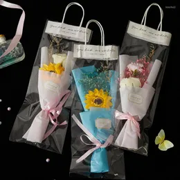 Dekorative Blumen, 1 Beutel, Blumenstrauß, PVC-Klarsichtbeutel, getrocknetes Geschenk, Zubehör, tragbar, für Hochzeit, Party, Geschenke, Po-Hintergrund