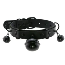 Choker svart goth halsband för kvinnor punk spik nit runda hjärtklocka bälte halsband krage cosplay chocker gotiska tillbehör 8270