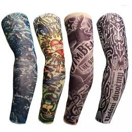 Knee Pads Arm Sleeves Fake Temporary Tattoo Sleeve Full Sunscreen Slip Running Sun UV Protection Hand Cover