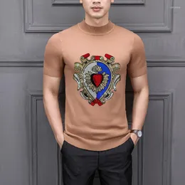 T-shirt da uomo T-shirt pullover moda di strada per maglieria Il maglione di qualità Maglione a maniche corte da uomo lucido in cristallo di diamante