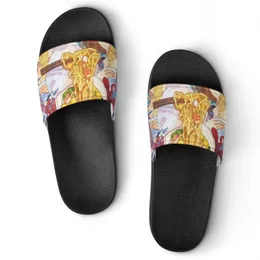 Men Designer Custom Shoes Casual Slippers Hand Painted Fashion White Open Toe Flip Flops Beach Summer Slides