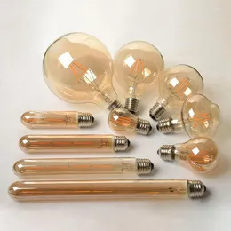 8W Antique Retro Vintage LED Edison Lampadina E27/E14 Filament Light G80 G95 ST64 Lampada Bombillas in vetro ambrato