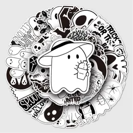 50Pcs Halloween cute ghost Stickers black and white Vinyl Waterproof Sticker for Laptop Funny Sticker Kids Teens Adult