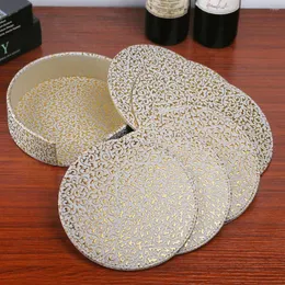 Tapis de Table 6 pièces en cuir PU marbre boisson tasse à café tapis facile à nettoyer napperons rond support pour ipad à thé