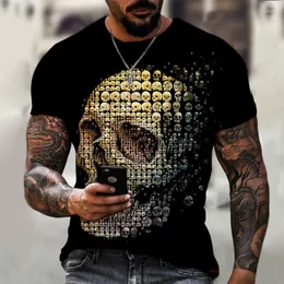 Men's T Shirts KYCK Brand Skull Rose Romantic 3D Printed And Women's T-shirt High-quality Lycra Cotton Short-sleeved Oversized Top