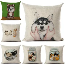 Capa de travesseiro Funny Dog Presshed Pillows Car Sofá Decorativo travesseiro em casa Caso de decoração 45x45cm