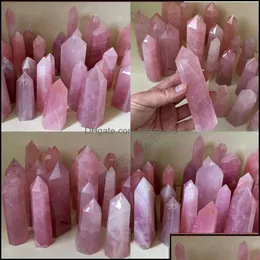 Konst och hantverk Gåvor Hemträdgård Natural Rose Quartz Crystal Tower Mineral Chakra Healing Wandsreiki Otecg