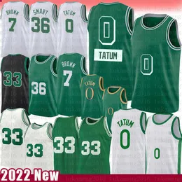 Basketbol Formaları Jayson Tatum 2022 Mens 33 Jaylen Brown Marcus Smart 75. Yıldönümü Şehir Vintage Jersey 0 7 36