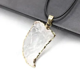 Colar de pingente de cristal de quartzo claro para mulheres coloras de ouro de cor de ouro mineral de pedra mineral colares de cristal de cura jóias