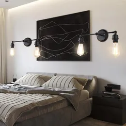 Wall Lamps ASCELINA Retro 2 Heads Lamp Vintage Black Lights LED E27 Lighting For Bedroom Bedside Living Room Decor