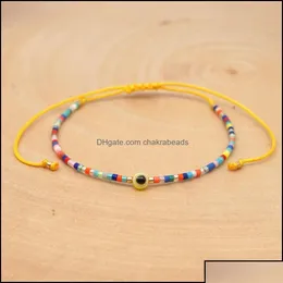 Pulseira de pulseira jóias mais recente criativo arco -íris cor miyuki bead más olhos colorf algodão corda artesanal bracele