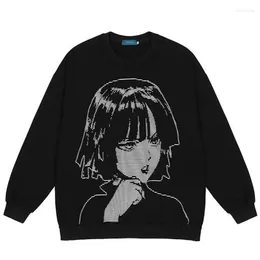 Damen Hoodies Anime Girl Print Street Hip-Hop Lässiges Rundhals-Sweatshirt Plus Size Loose Couple Langarm-Hoodie-Top