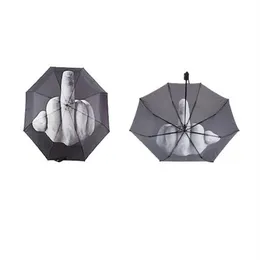 Kadınlar Şemsiye Yağmur Siyah Orta Parmak Şemsiye Erkekler Rüzgar Geçirmez Katlanır Parasol GC1671