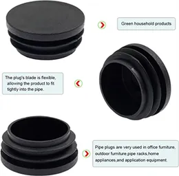 Factory Household Sundries Plastics 1" Inch Round Plastic Hole Plugs Inserts Black End Caps Metal Tubing Hardware Fences Glide Protection Chair Legs Furniture