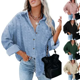 Women's Blouses Long-Sleeved Shirt Casual Women's Chiffon Button Loose Slim Solid Color Blouse 2022 Fall Damskie Bluzki Z Krotkim