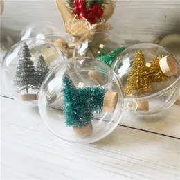 Decorações de Natal 10pcs 4/5/6/7cm Bola transparente aberta Plástico Clear Bauble Ornament Party pendurado pendente de 2022 anos Navidad