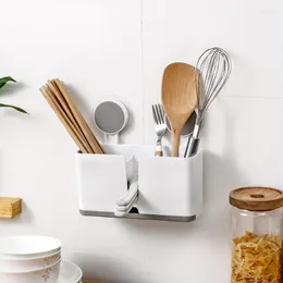 Krokar multifunktionell sked gaffel Chopstick Lagringshållare Box Double Layer Cutlery Drain Rack Organiser Rack för kök