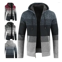 Herrtröjor varm stickad jumper tröja vinter cardigan zip ull tjock herr jacka storlek m-3xl