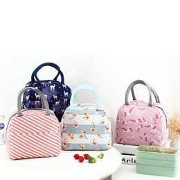 Lunch Bags Oxford Thermal Insulated LunchBox Tote Cooler Bag Bento Pouch LunchContainer School Food StorageBags Flamingo Unicorn SN4197