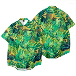 Men's Casual Shirts Men&#39;s Holiday Short Sleeve Aloha Hawaiian Shirt Palm Tree Printed Tropical Green Camisa Hawaiana