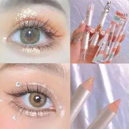 ￖgon Shadow Waterproof Double Ended Glitter Eyeshadow Pencil 2 F￤rger Shimmer Highlighter Lying Silkworm Eyeliner Stick Eyes Makeup Tools
