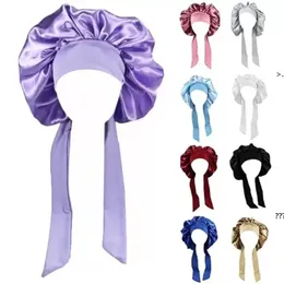 Frauen Satin Solide Schlafen Hut Nacht Schlaf Kappe Haarpflege Motorhaube Schlummertrunk Für Frauen Männer Unisex Kappe Bonnet De Nuit dusche Turban BWB15940