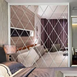 Wall Stickers Diamond Pattern Sticker Living Room Decor 3D Mirror Home Decoration Crafts Diy Accessory Y200102 Wyk Ot2Zr