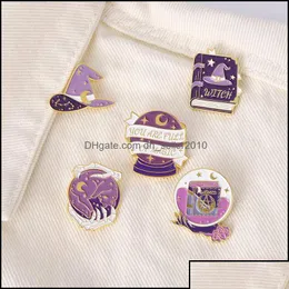 Pins Brooches Pins Square Witch Purple Color Enamel Pin For Women Fashion Dress Coat Shirt Demin Metal Funn Bdehome Otqm4