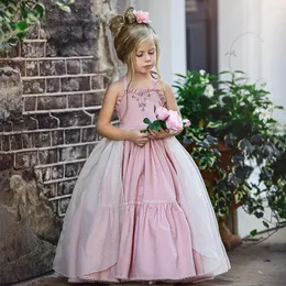 Girl Dresses Flower Little Girls Dress Dress Kids Kids Party Pageant Wedding Bidesmaid Ball Obito da palla Bianco