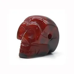 23 mm naturalna figurka czaszki karnelijskiej Reiki Healing Energy Kamienie Ozdoby rzeźbione posąg kamieni szlachetnych Dekor Halloween Prezent
